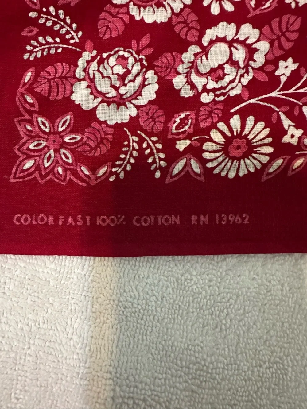 Bundle (2) Vintage RN 13962 Bandanas - Red Floral & Teal Paisley - Made in USA